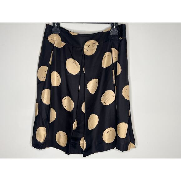 Kate Spade Holly Pleated Knee-Length A-Line Skirt Black & Cork Polka Dots 12 NWT - Picture 9 of 9